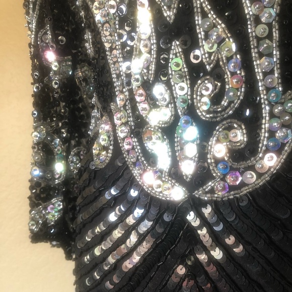 DRESS BRILLIANT BY JA VINTAGE SEQUIN BLACK SILVER - Picture 7 of 14